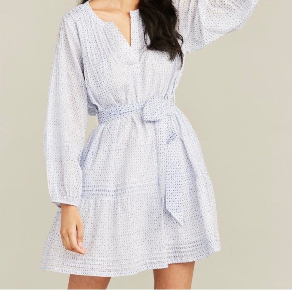 Roller Rabbit Nydia Surry Tunic Dress White Blue Pattern Colton Women's Size S
